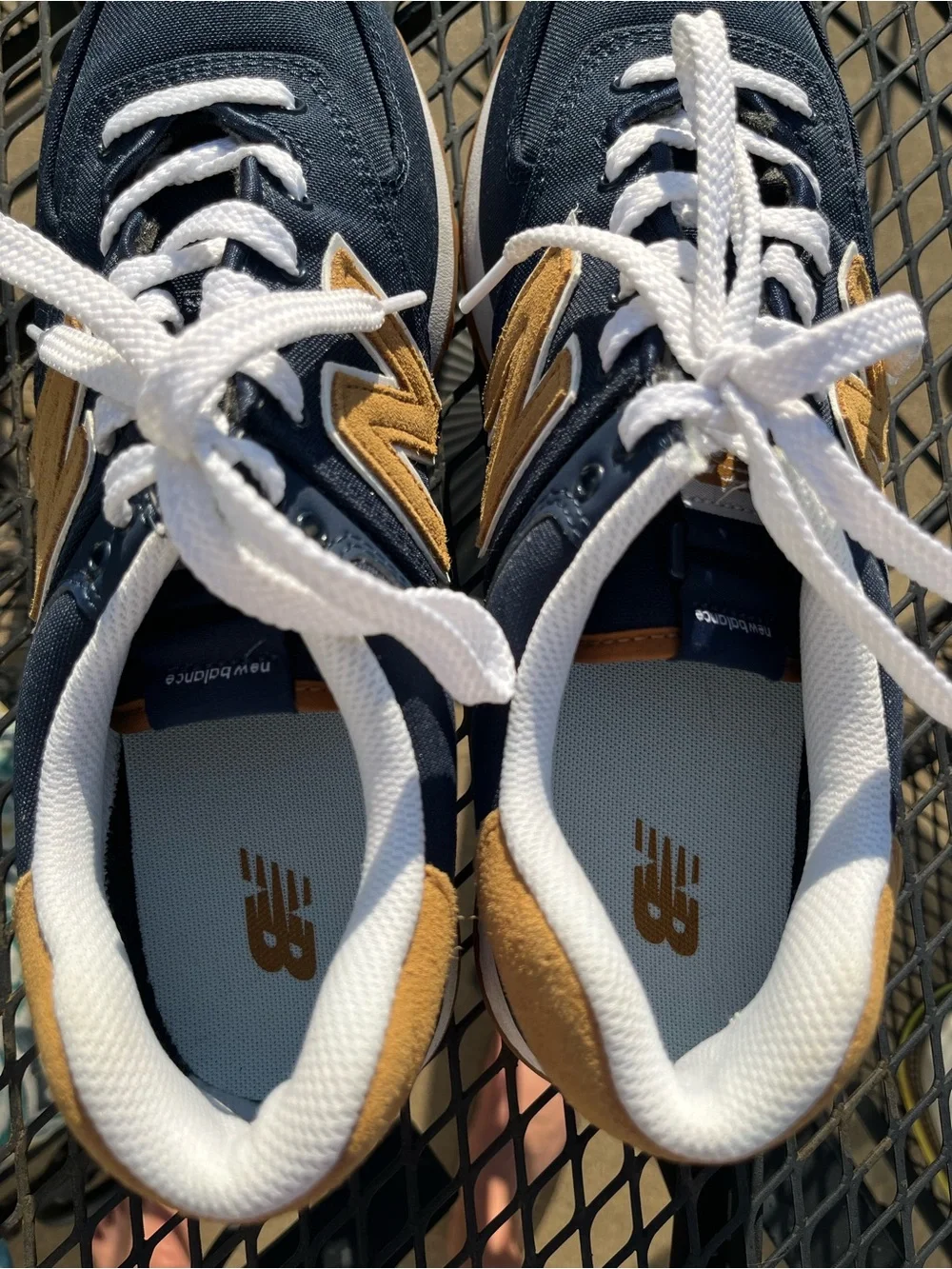 New Balance Navy and Tan Sneakers